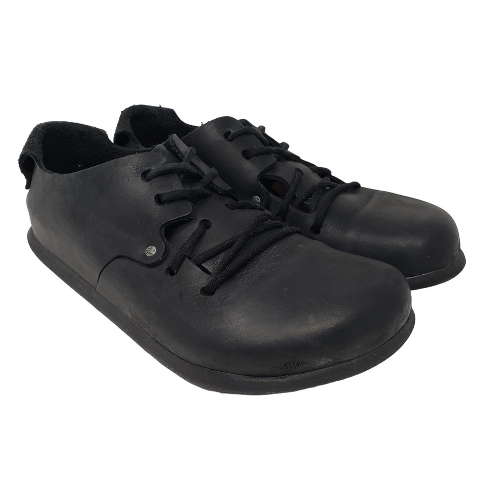 Birkenstock Montana Oxford Mens Size 42 Leather Shoes Black Oiled Leather